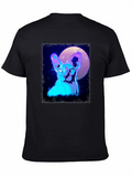 Retro Synthwave Cat Graphic Tee - Black T-Shirt