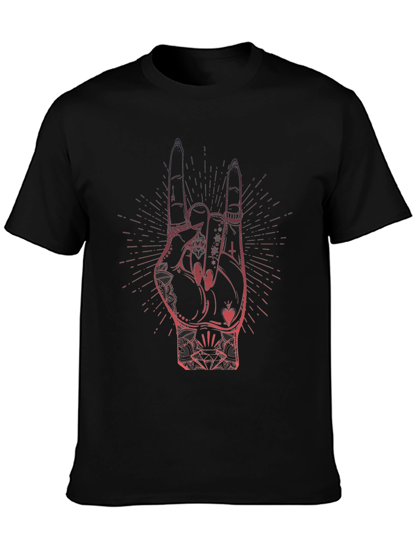 Rock On Hand Graphic T-Shirt - Black