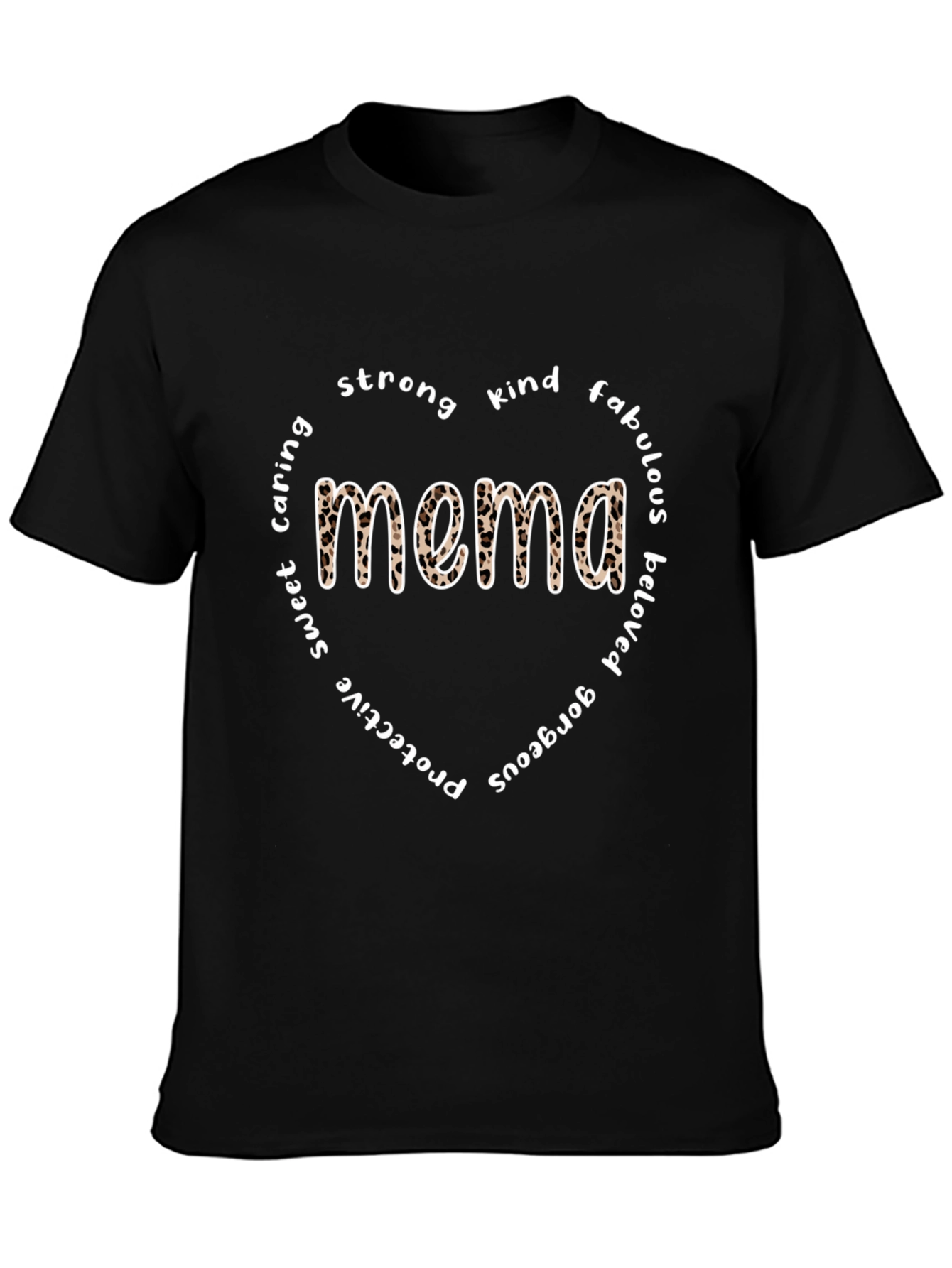 Mema Leopard Print Heart T-Shirt