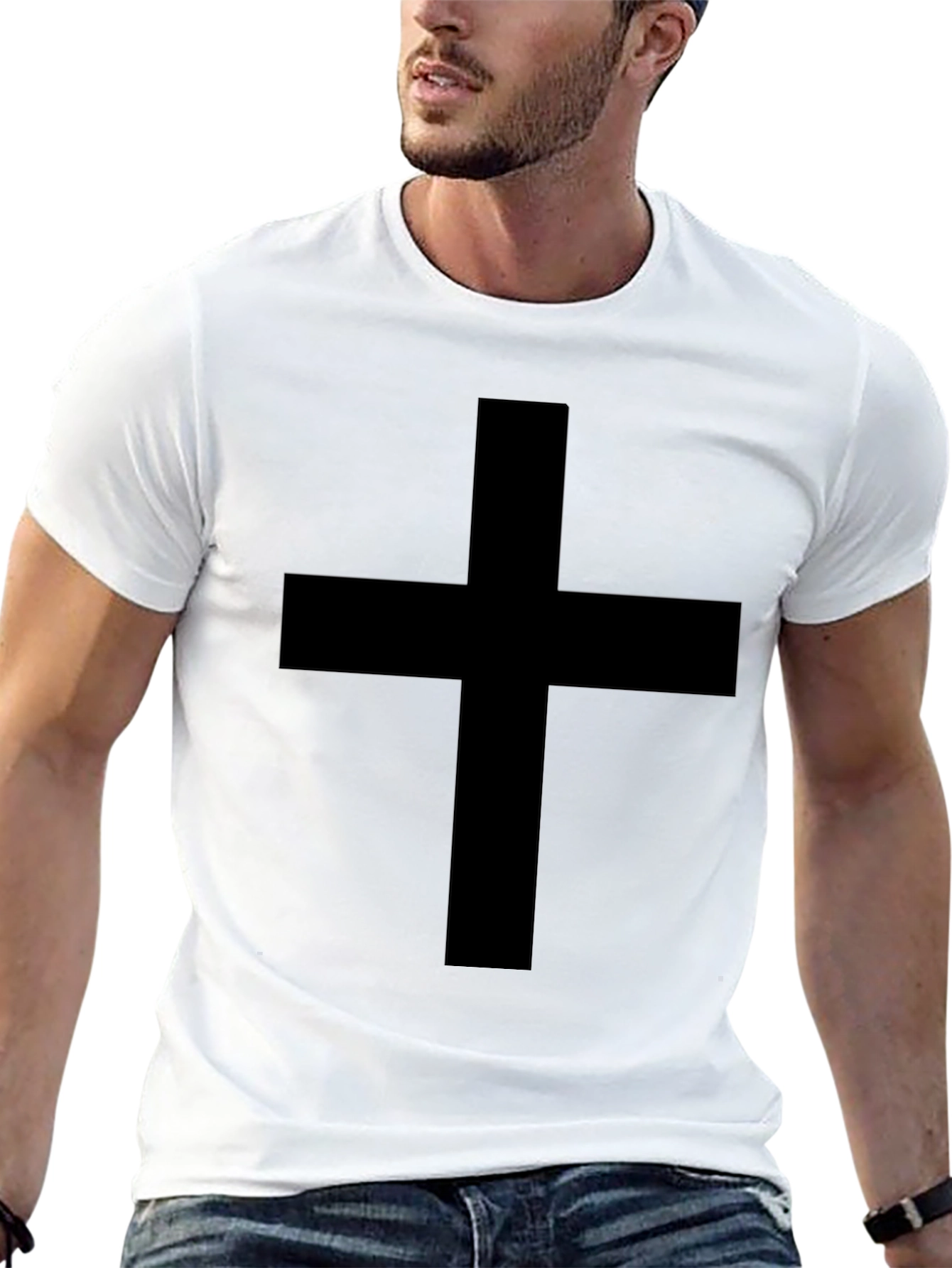 Black Cross Graphic Tee - Classic Style