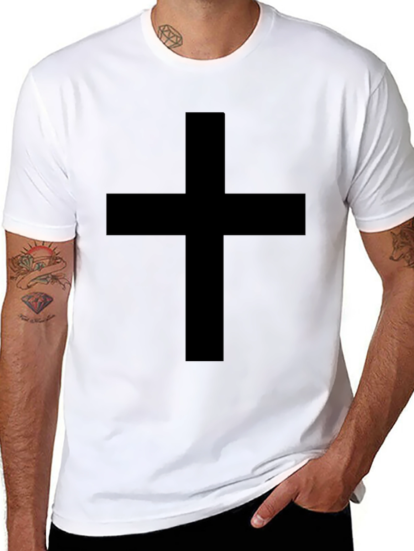 Black Cross Graphic Tee - Classic Style