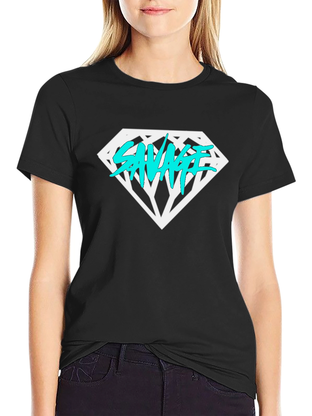 Savage Diamond Graphic Tee - Black Cotton T-Shirt