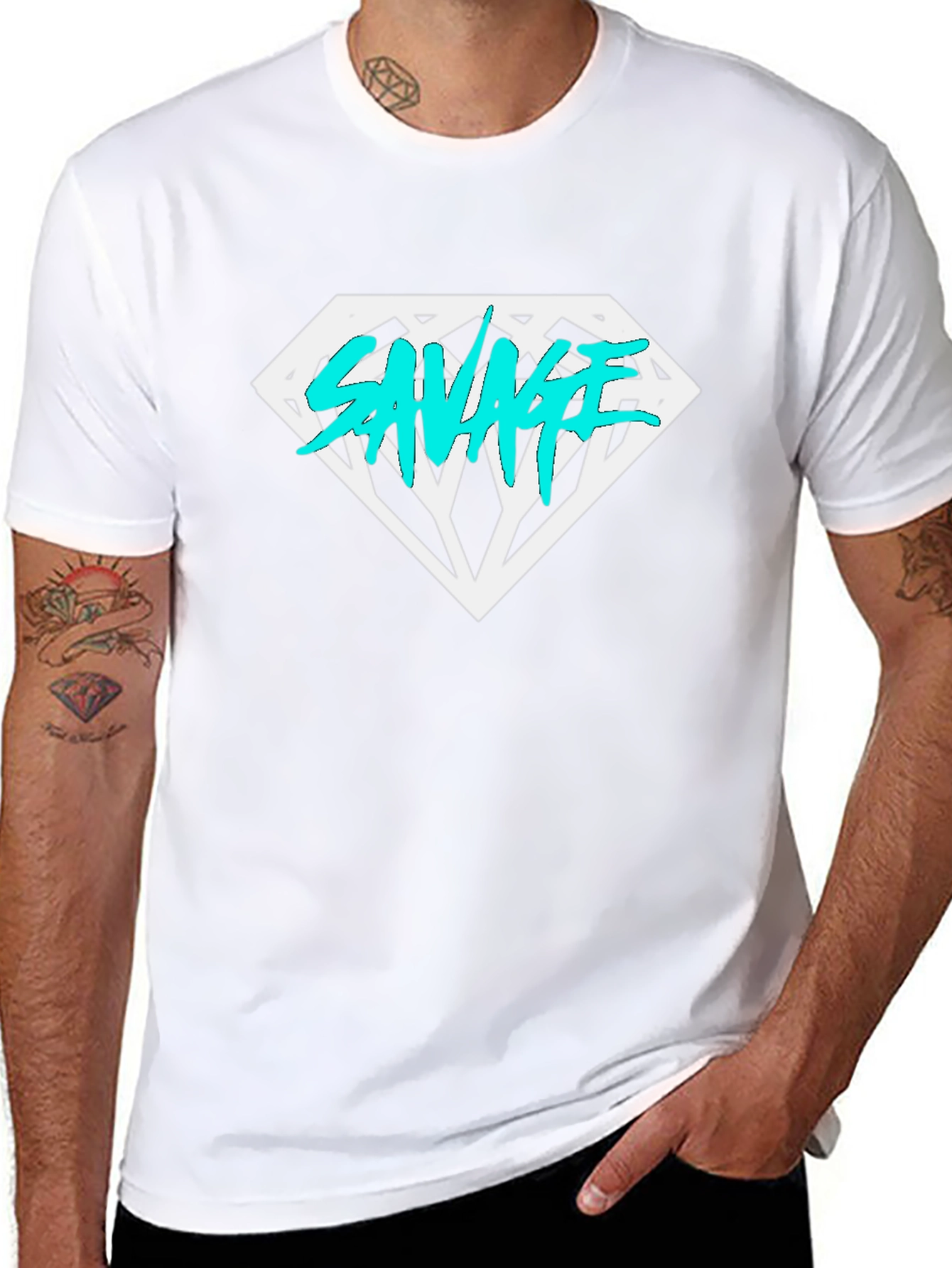 Savage Diamond Graphic Tee - Black Cotton T-Shirt