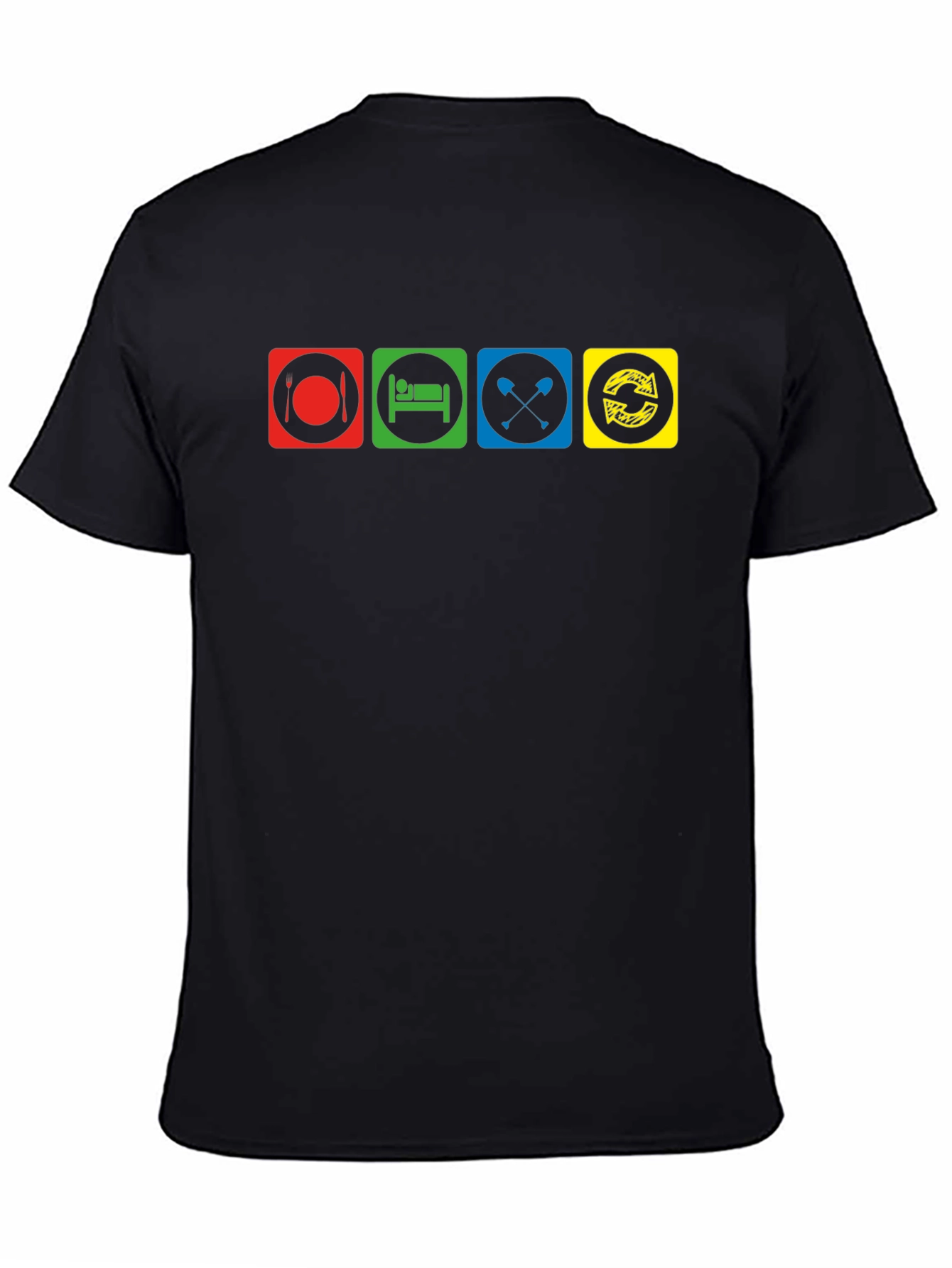 Eat Sleep Kayak Repeat Black T-Shirt
