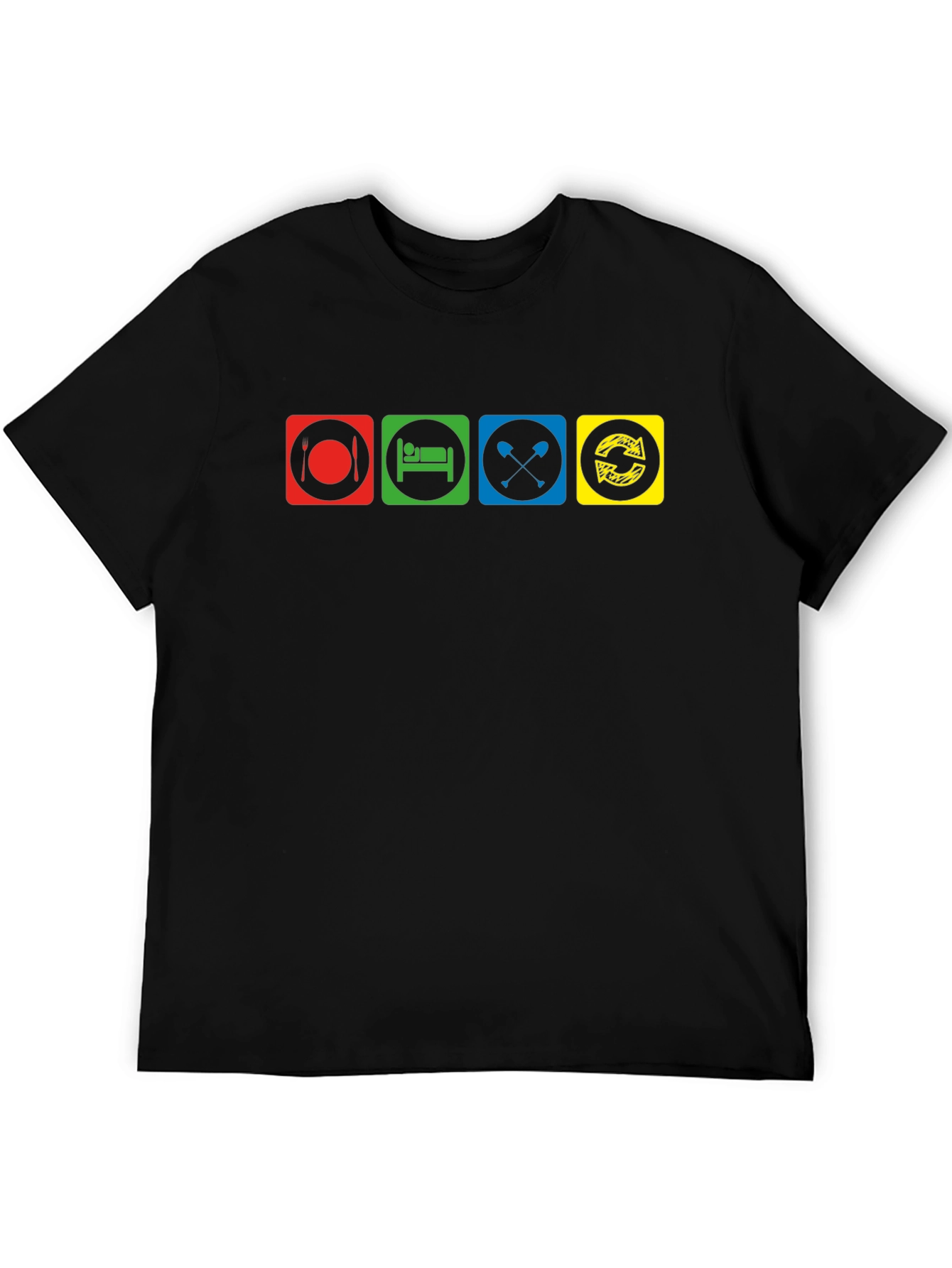 Eat Sleep Kayak Repeat Black T-Shirt