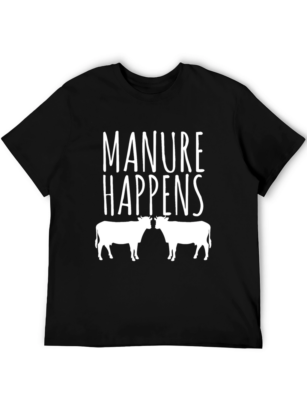 Manure Happens Cow Graphic Black T-Shirt