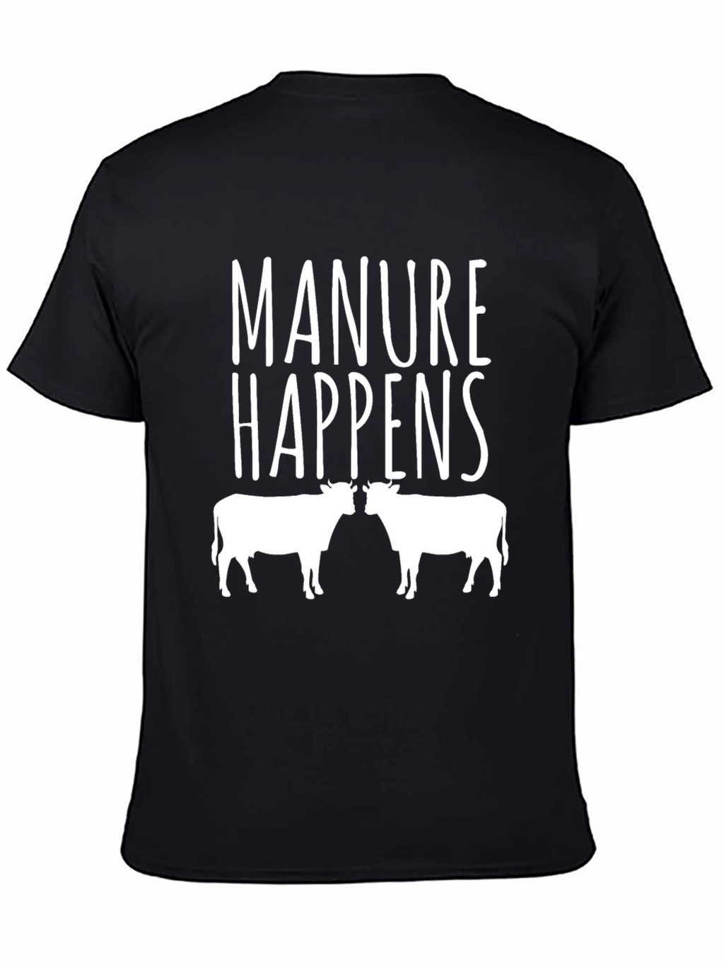 Manure Happens Cow Graphic Black T-Shirt