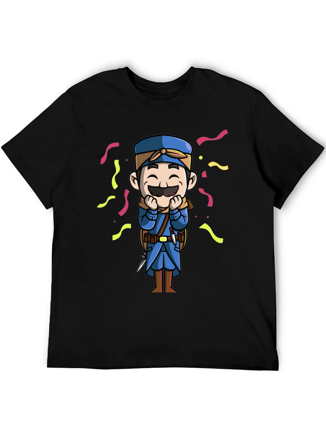 Cartoon Character Graphic Tee - Black