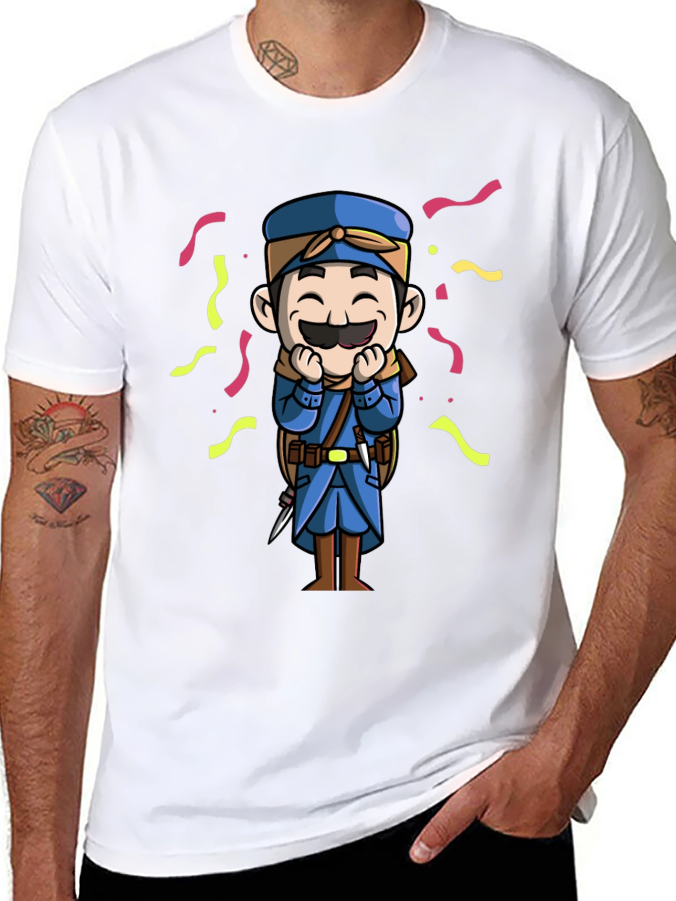 Cartoon Character Graphic Tee - Black