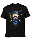 Cartoon Character Graphic Tee - Black