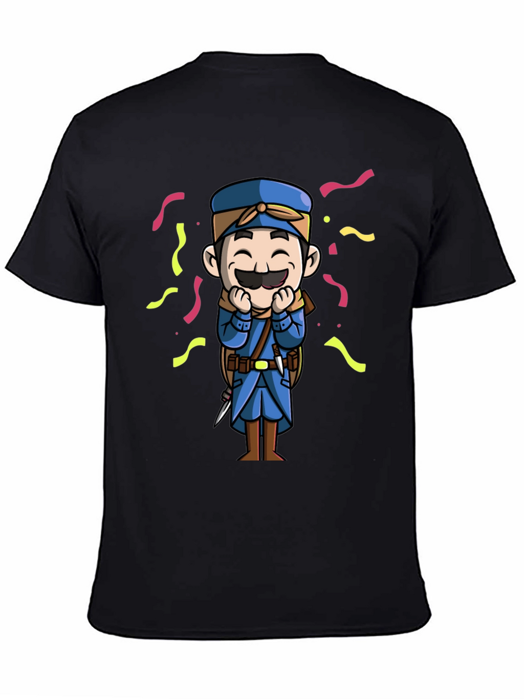 Cartoon Character Graphic Tee - Black
