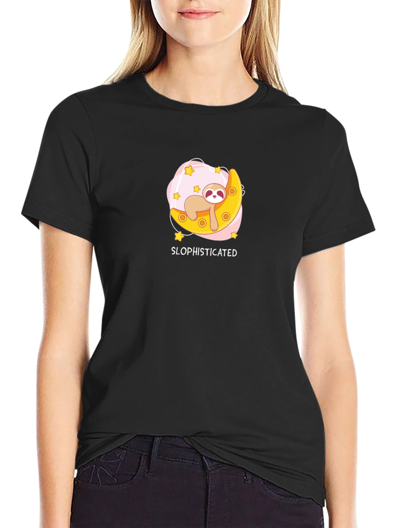 Sloth Moon Graphic T-Shirt - Slophisticated Tee