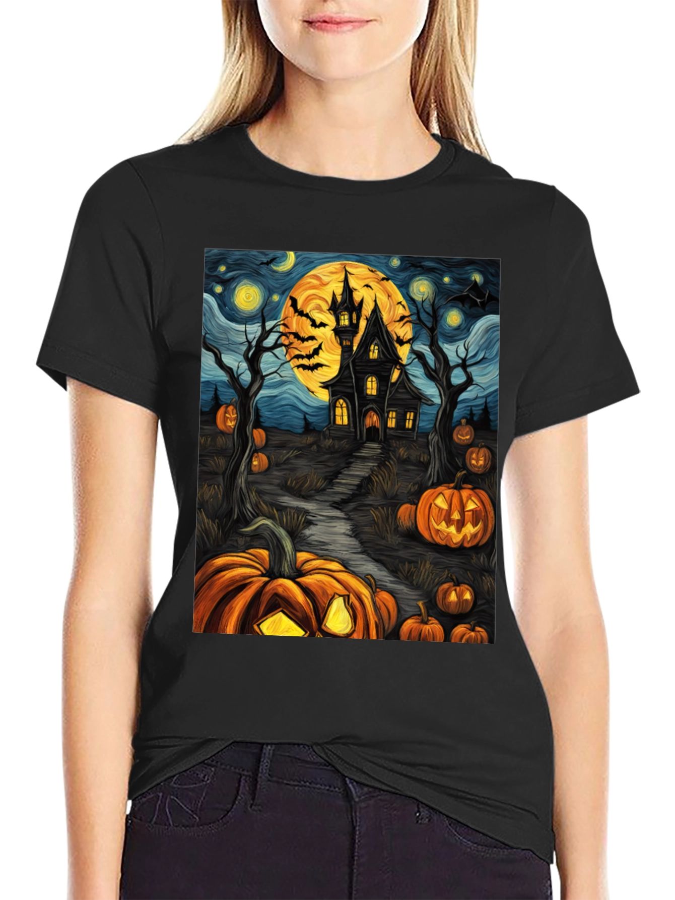Halloween Haunted House Pumpkin T-Shirt