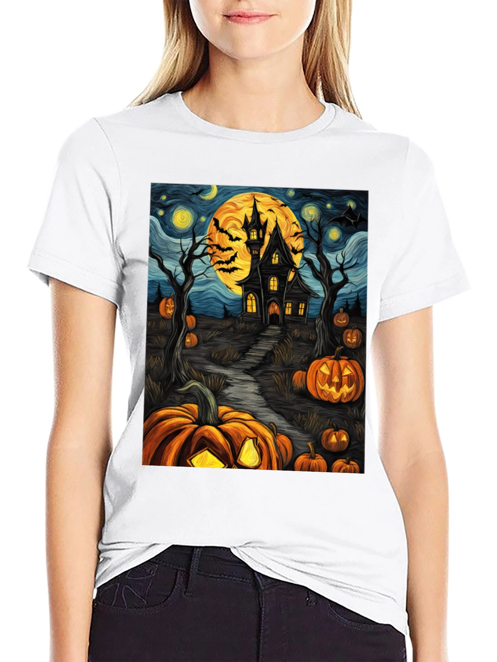Halloween Haunted House Pumpkin T-Shirt