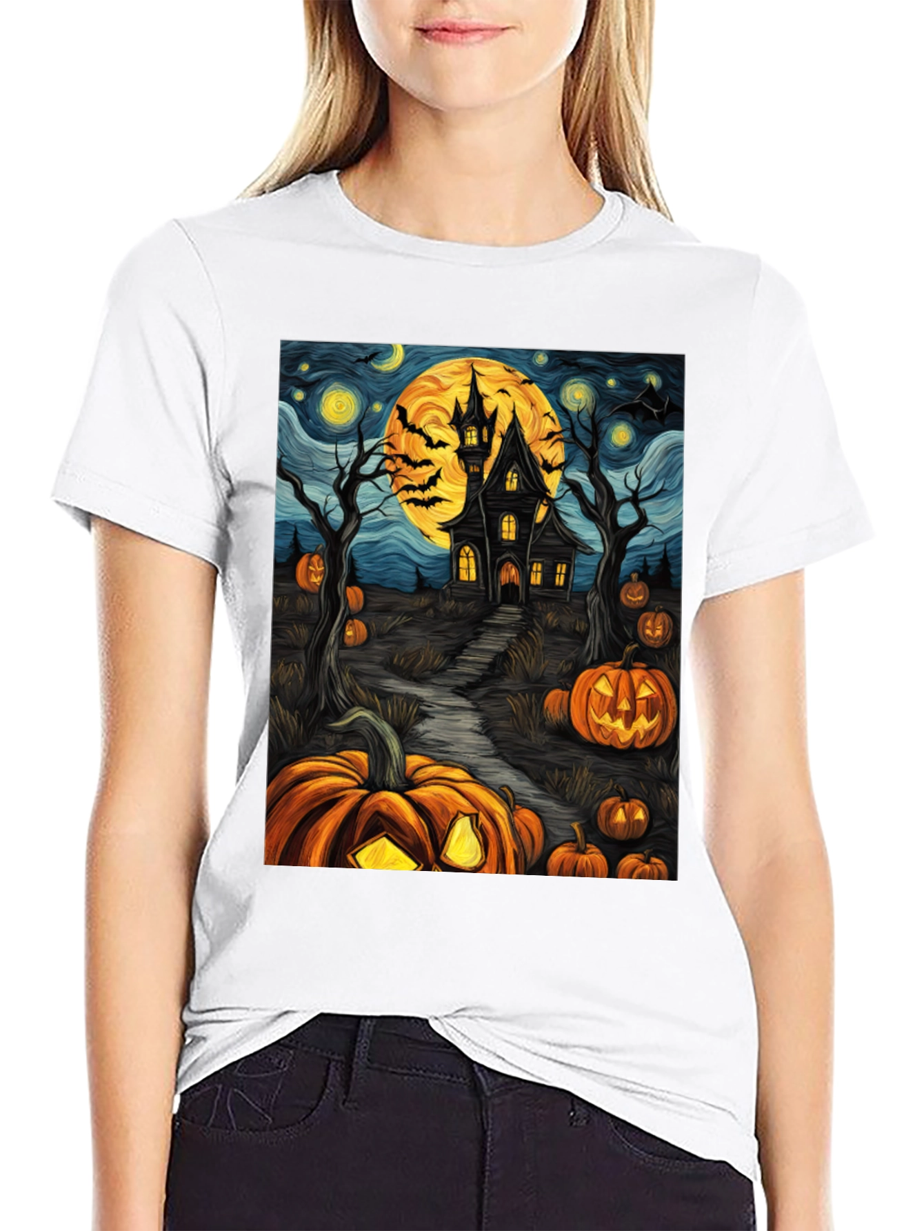 Halloween Haunted House Pumpkin T-Shirt