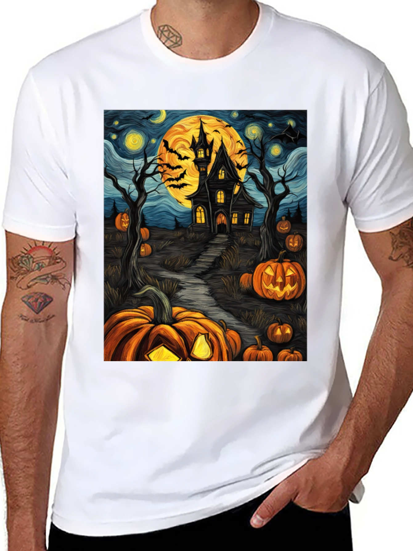 Halloween Haunted House Pumpkin T-Shirt