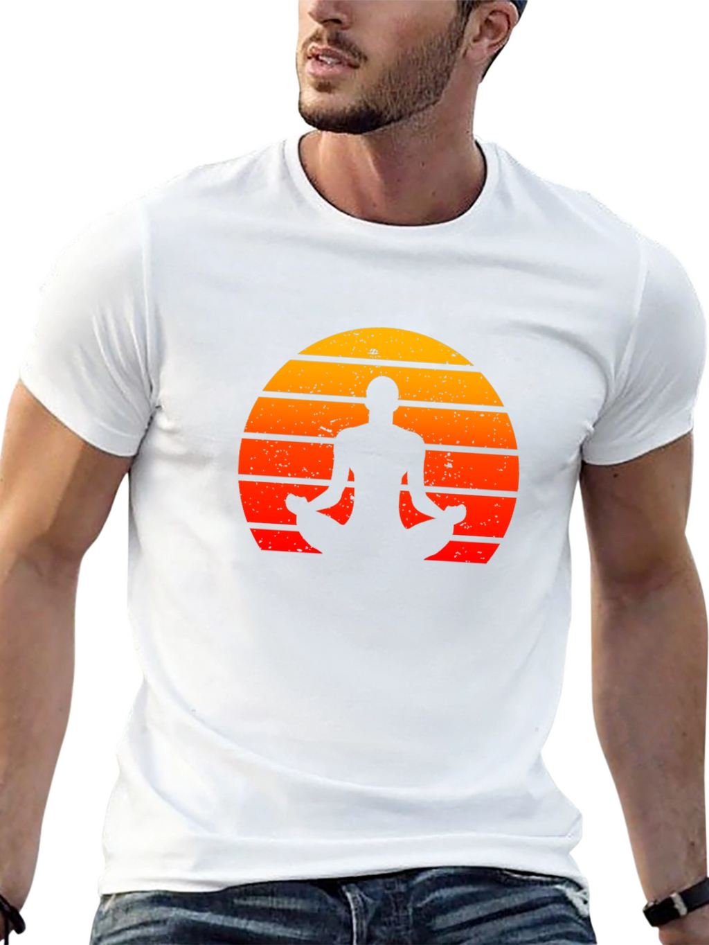 Yoga Silhouette Sunset Graphic T-Shirt