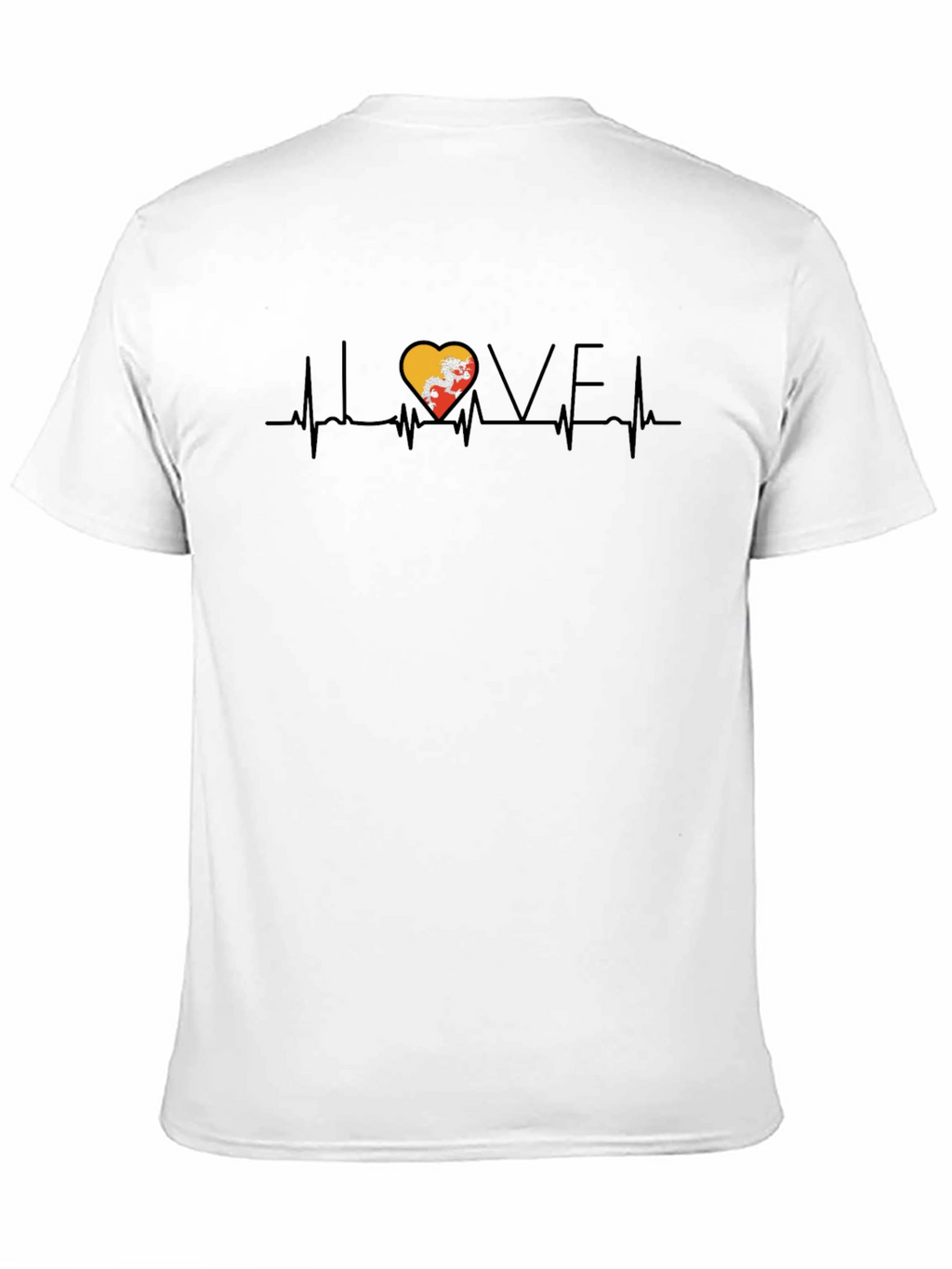 Bhutan Flag Heartbeat Love Graphic T-Shirt