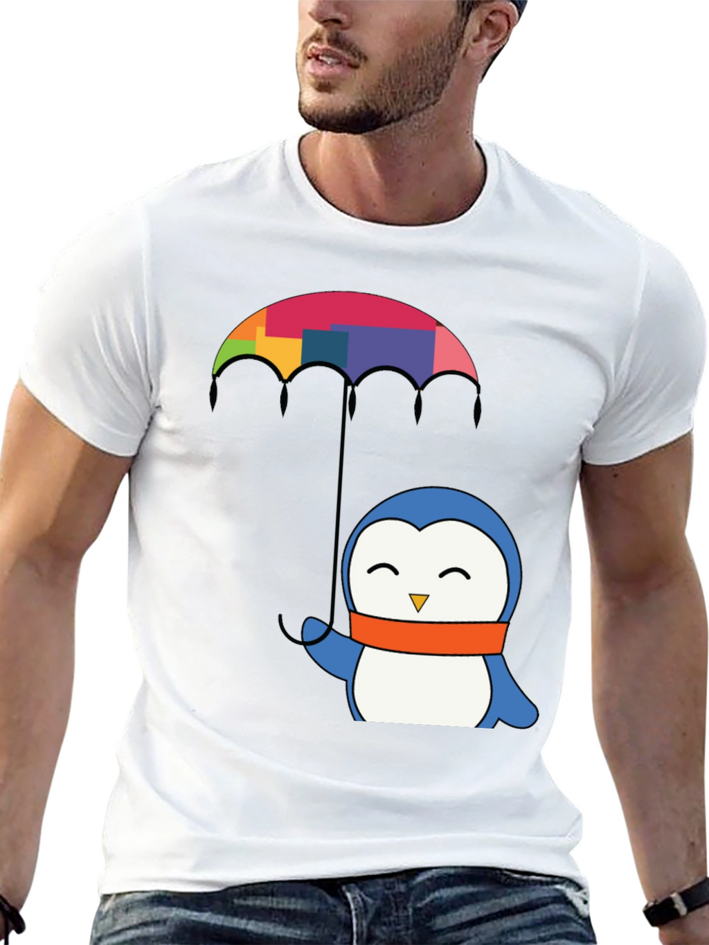 Penguin Umbrella Graphic Tee - Black