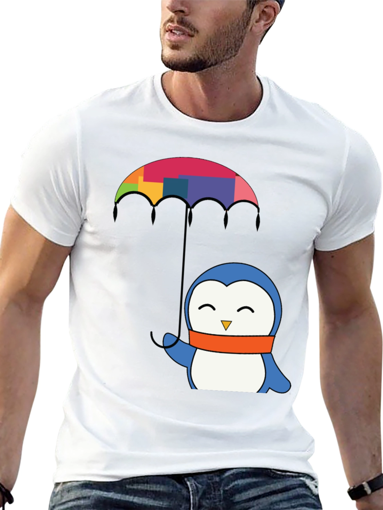 Penguin Umbrella Graphic Tee - Black
