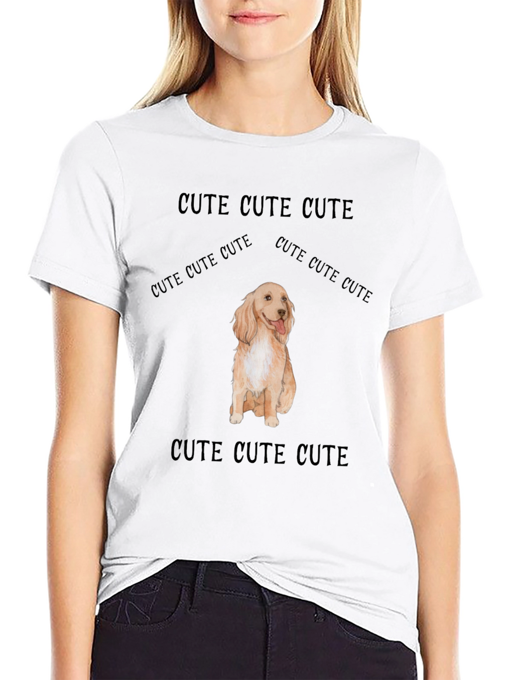 Cute Dog Graphic Tee - Soft Black Cotton T-Shirt