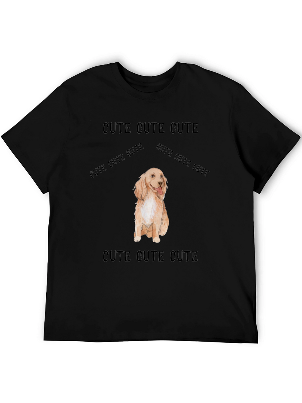 Cute Dog Graphic Tee - Soft Black Cotton T-Shirt