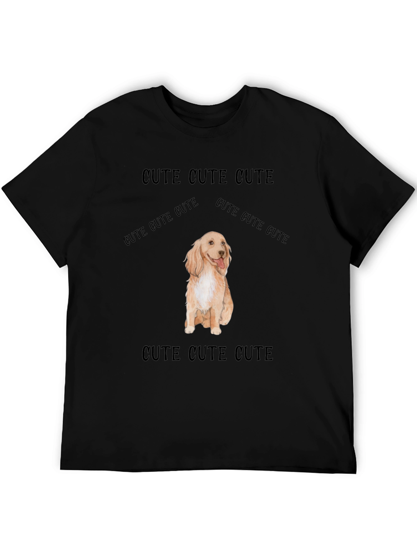 Cute Dog Graphic Tee - Soft Black Cotton T-Shirt