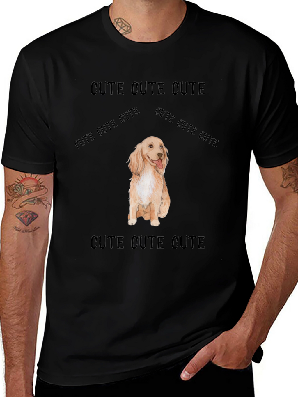Cute Dog Graphic Tee - Soft Black Cotton T-Shirt