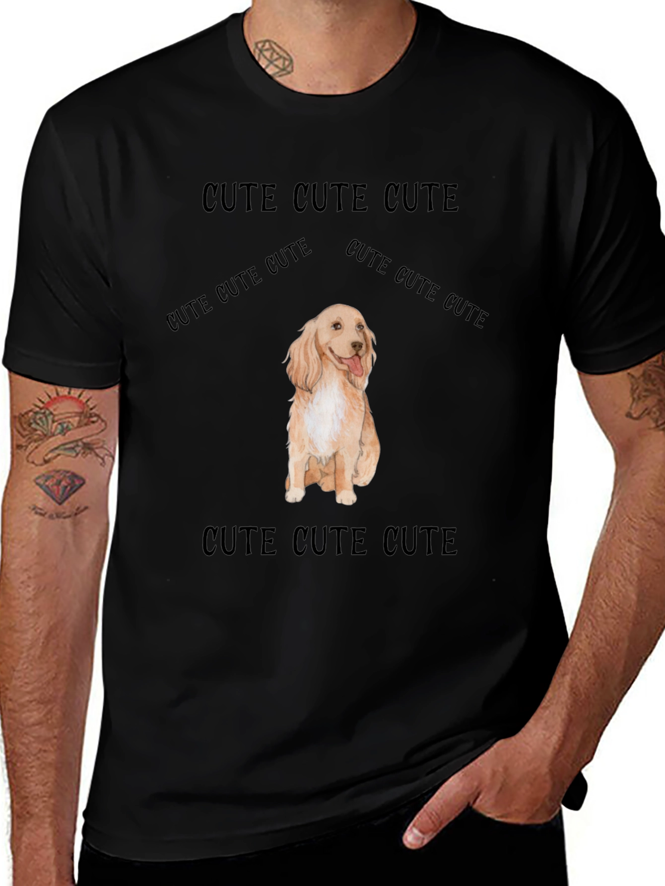 Cute Dog Graphic Tee - Soft Black Cotton T-Shirt