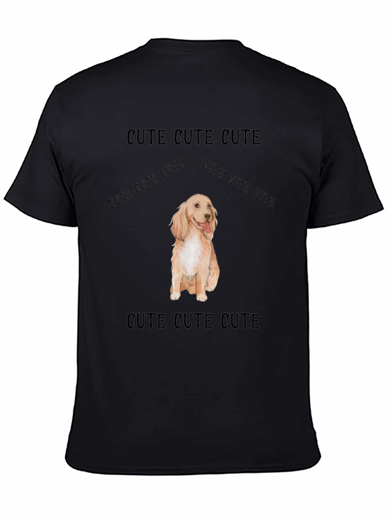 Cute Dog Graphic Tee - Soft Black Cotton T-Shirt