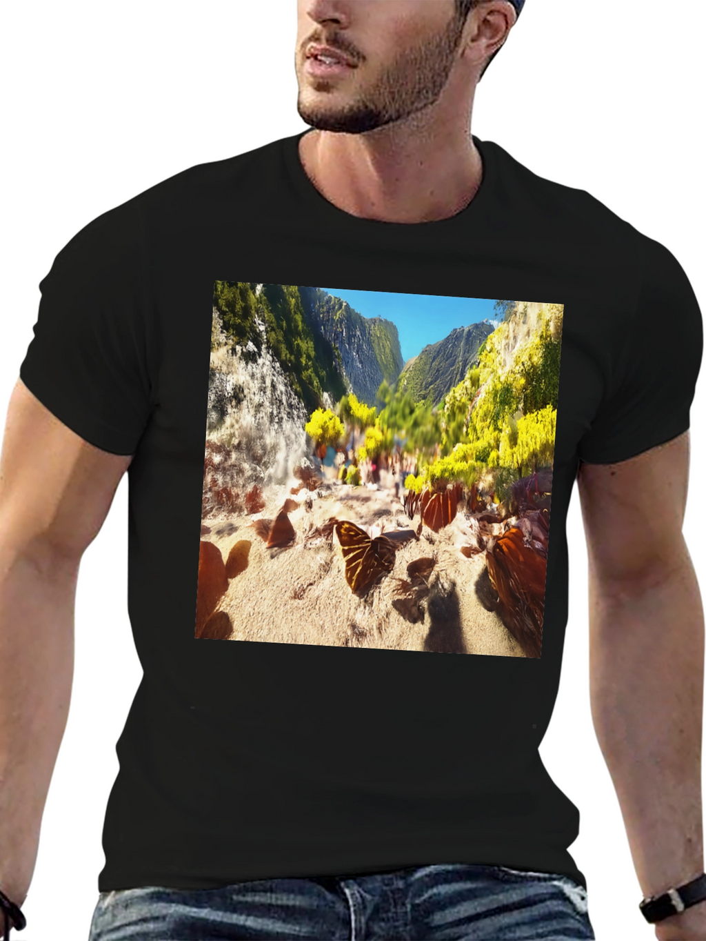 Nature Scene Graphic Tee - Black