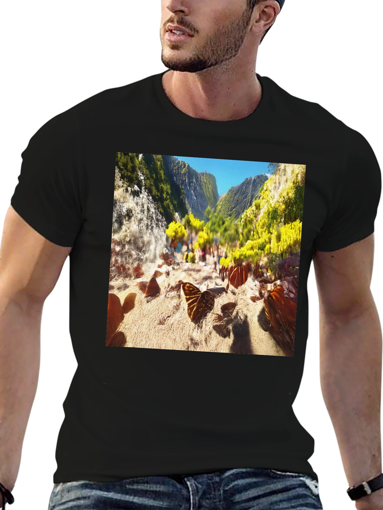 Nature Scene Graphic Tee - Black