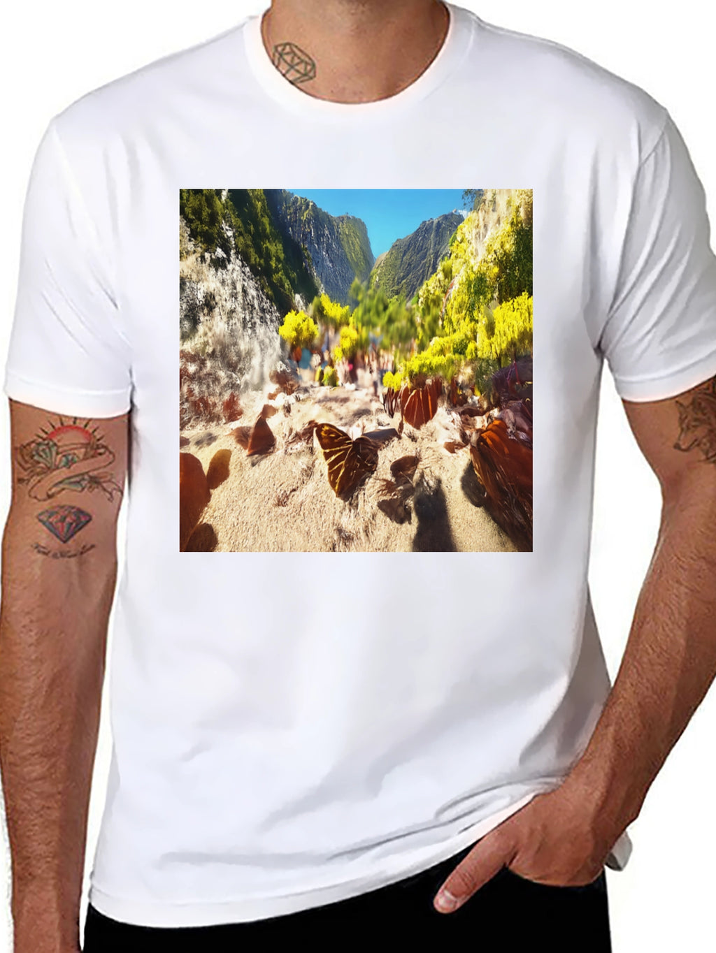 Nature Scene Graphic Tee - Black