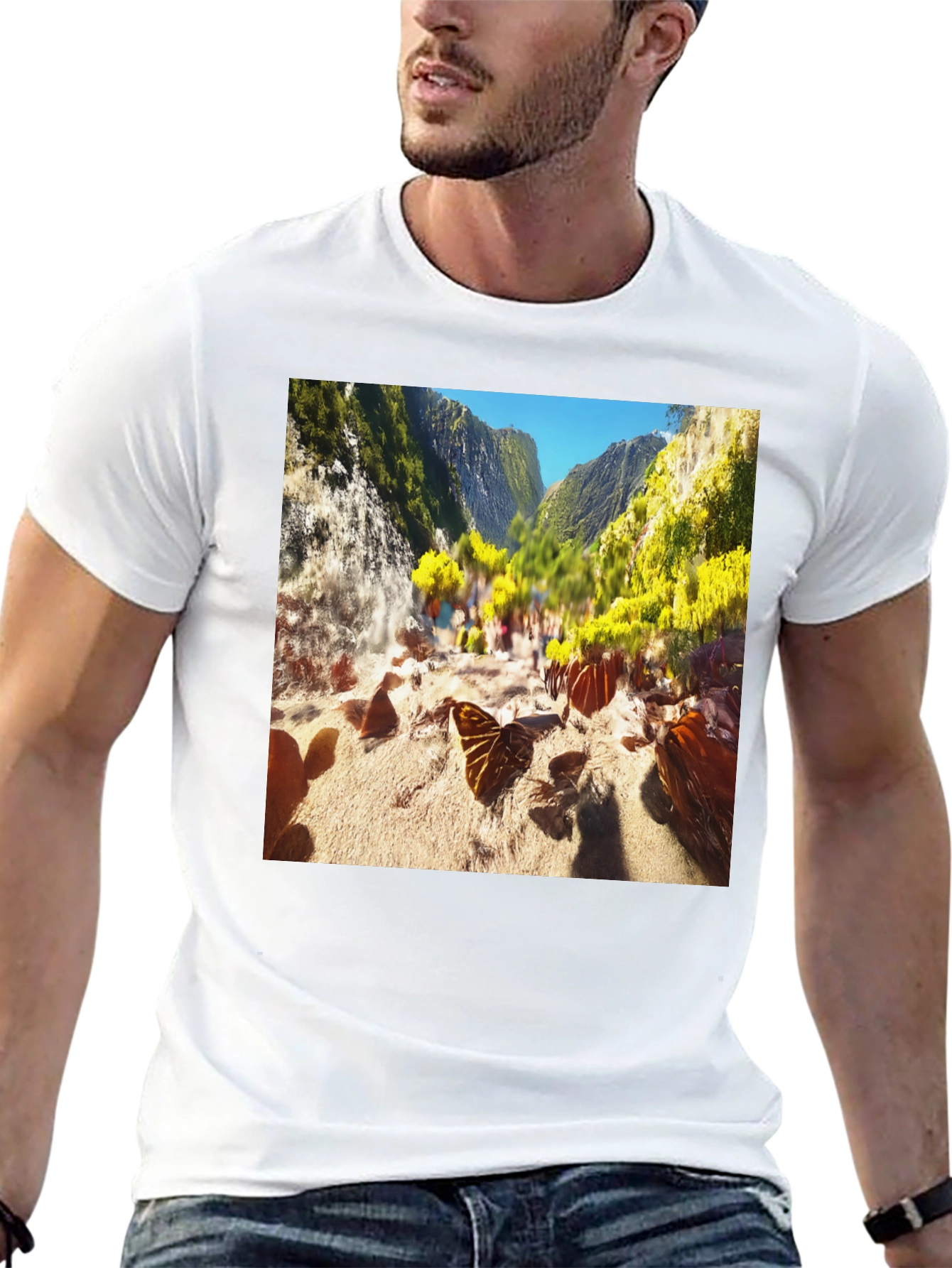Nature Scene Graphic Tee - Black