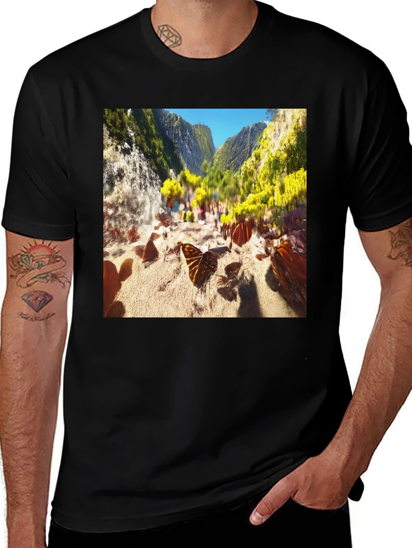 Nature Scene Graphic Tee - Black