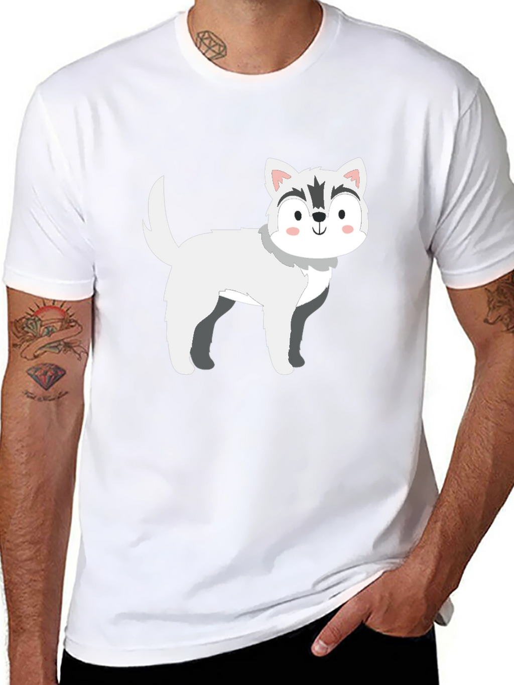 Cute Husky Cartoon T-Shirt – Minimalist Dog Lover Graphic Tee
