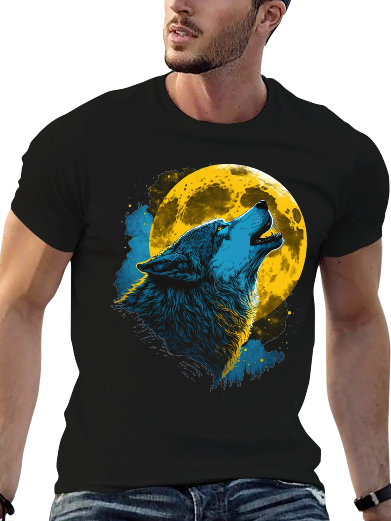 Wolf Moon T-Shirt - Black Graphic Tee