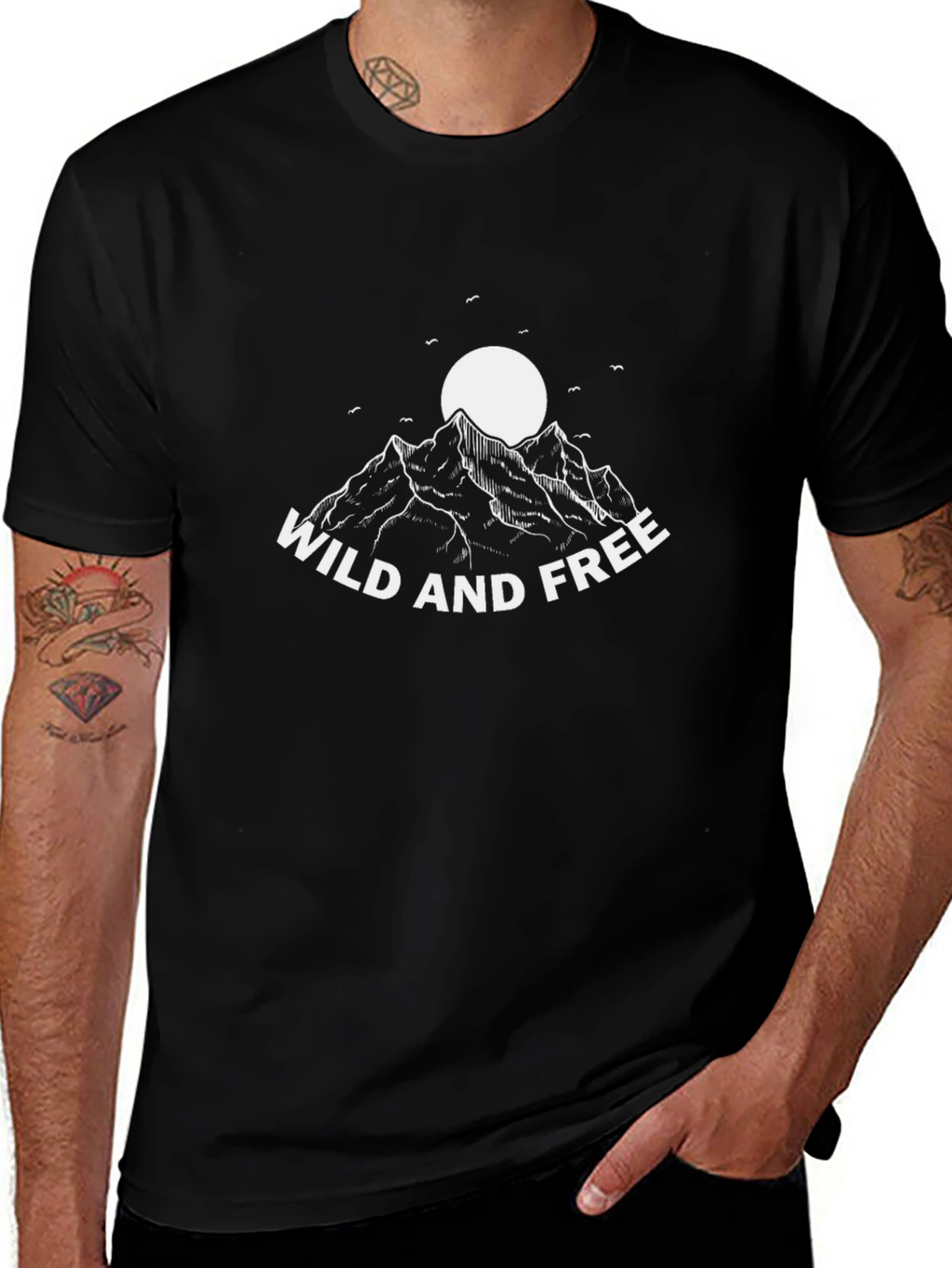 Wild and Free Mountain Graphic Tee - Black