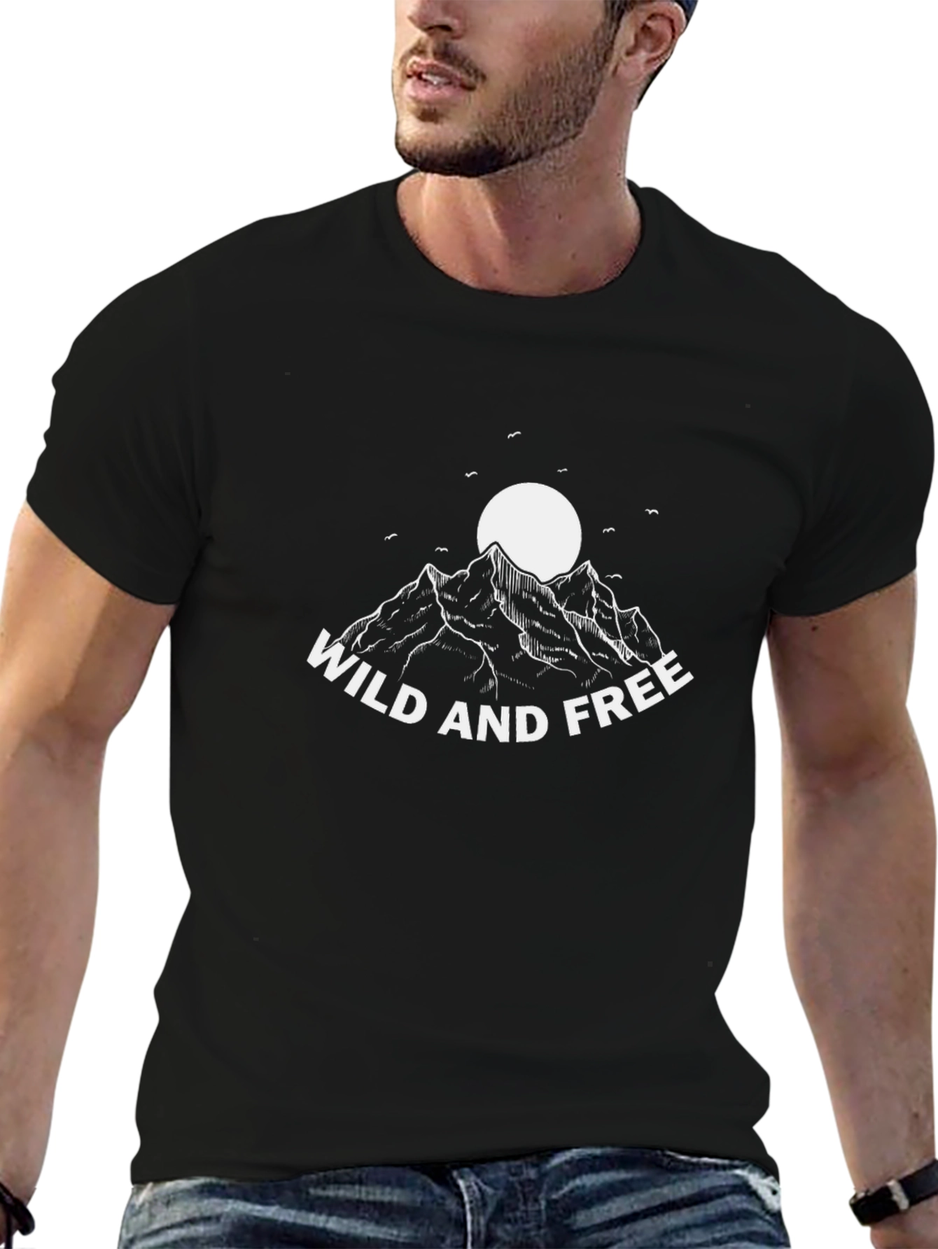 Wild and Free Mountain Graphic Tee - Black