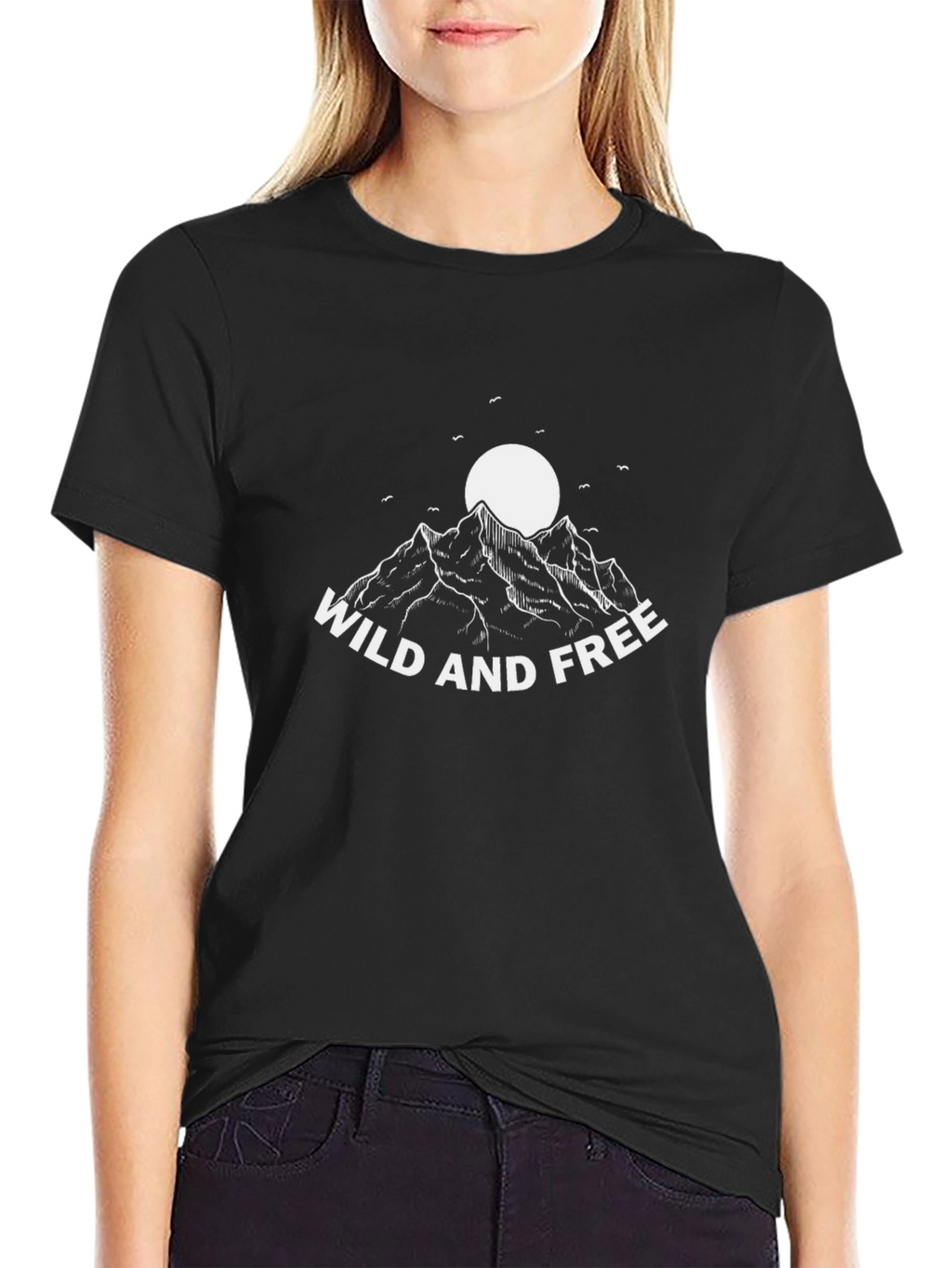Wild and Free Mountain Graphic Tee - Black