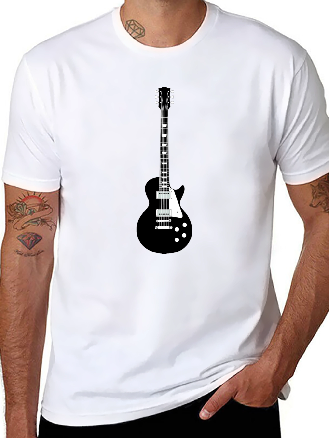 Black Guitar Graphic T-Shirt - Rocker Style