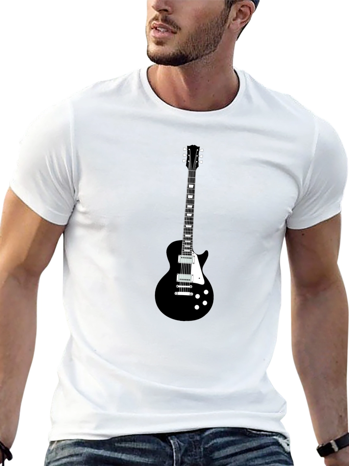 Black Guitar Graphic T-Shirt - Rocker Style