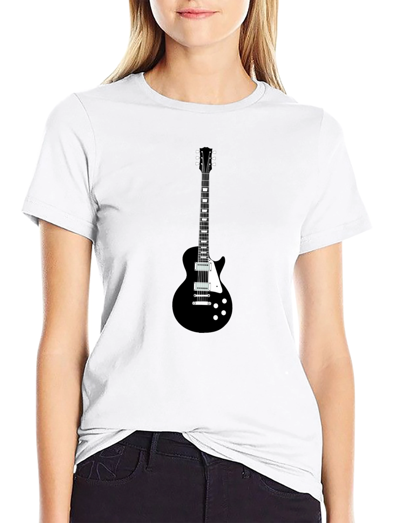 Black Guitar Graphic T-Shirt - Rocker Style
