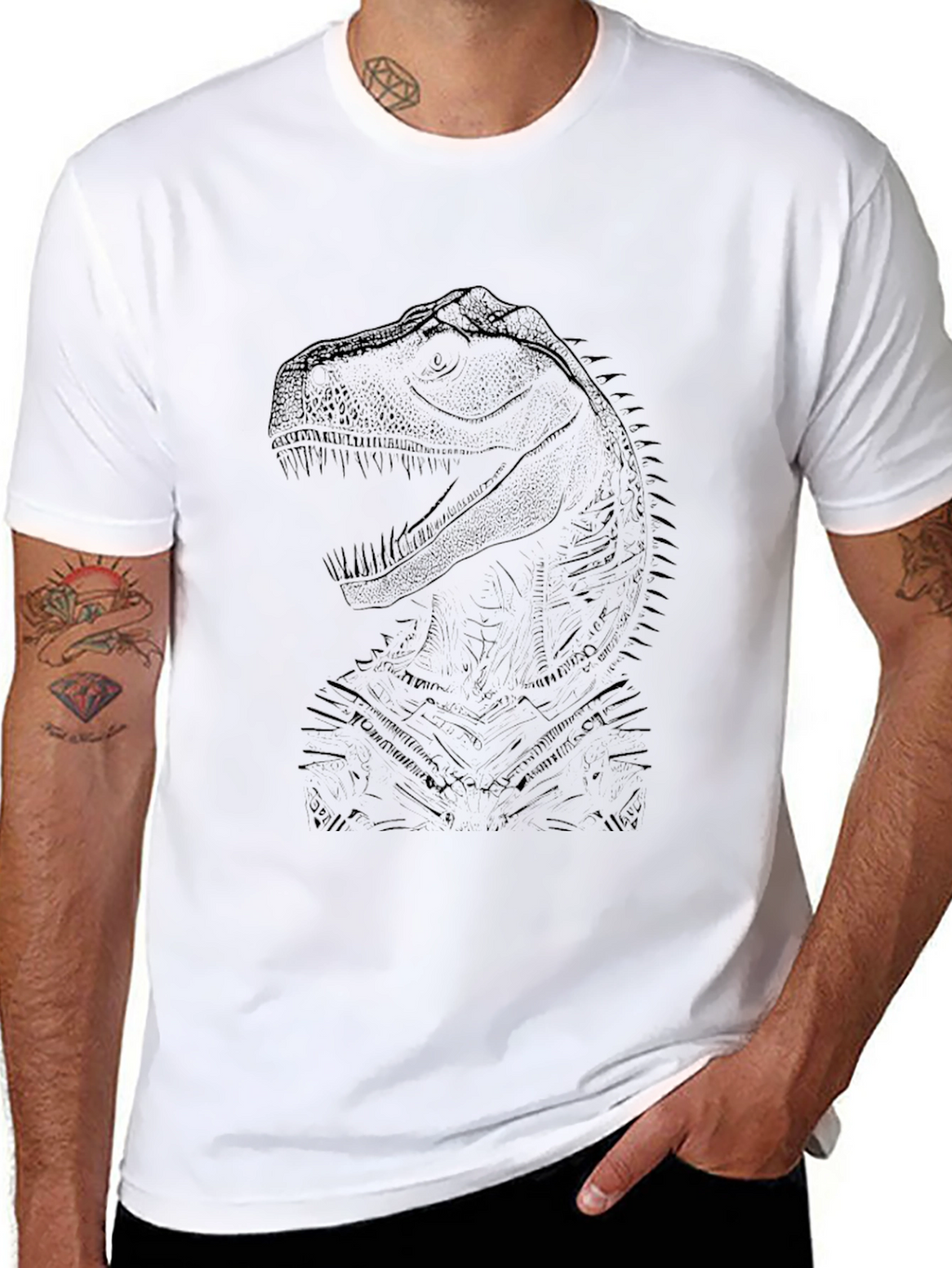 Dino Sketch Graphic Tee - Black