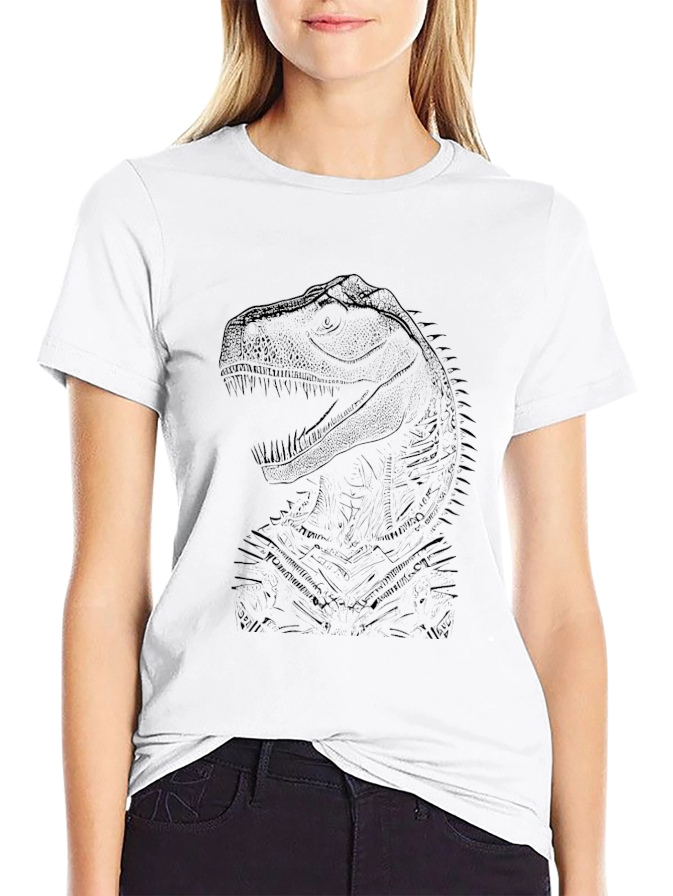 Dino Sketch Graphic Tee - Black