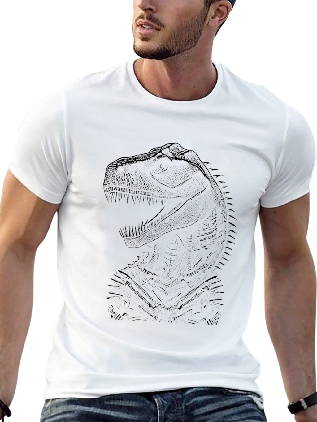 Dino Sketch Graphic Tee - Black