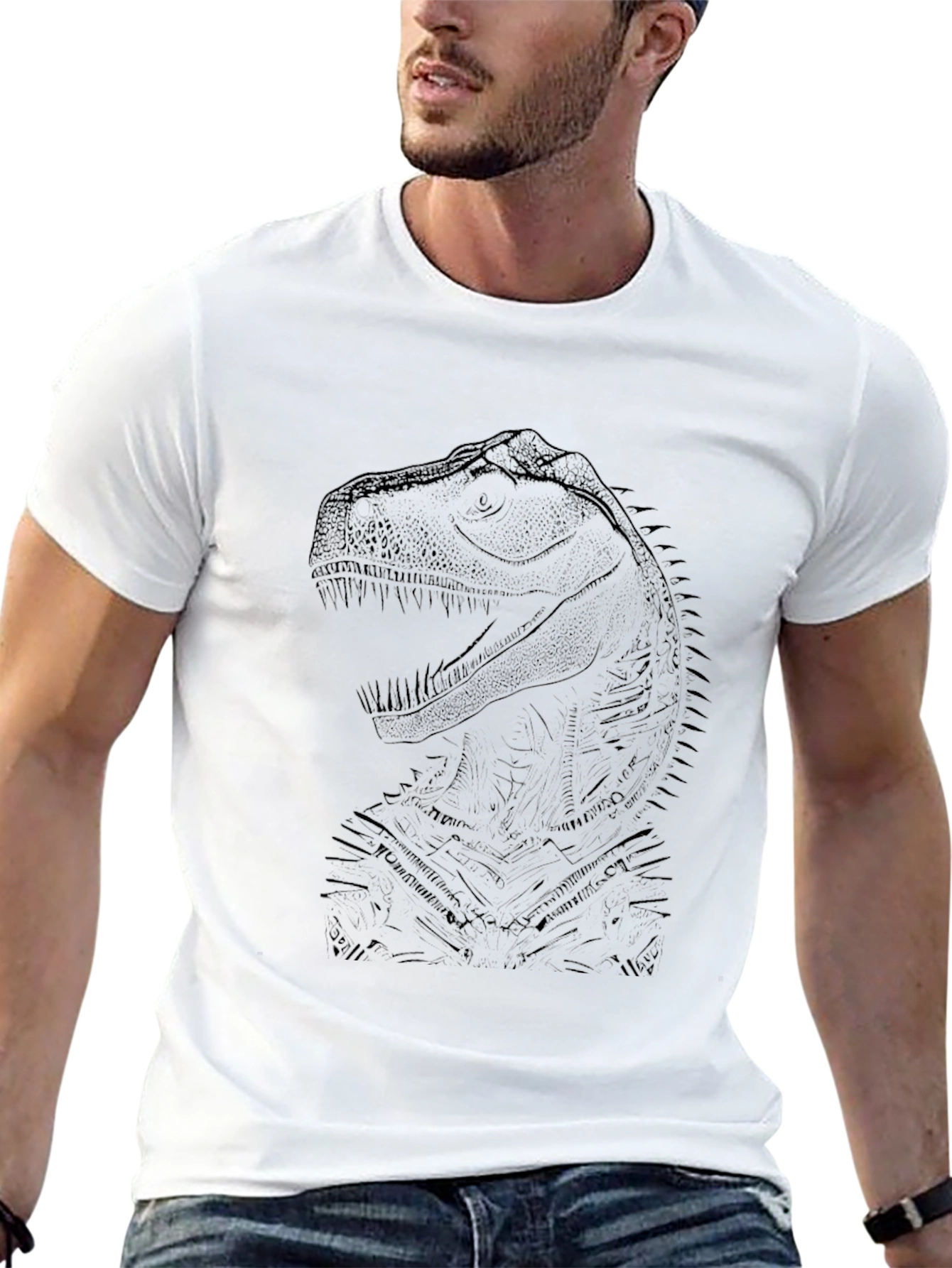 Dino Sketch Graphic Tee - Black