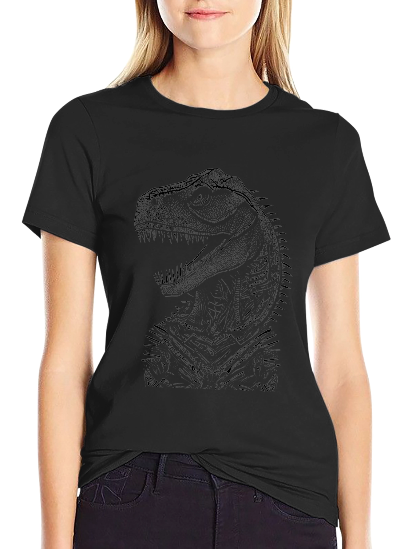 Dino Sketch Graphic Tee - Black
