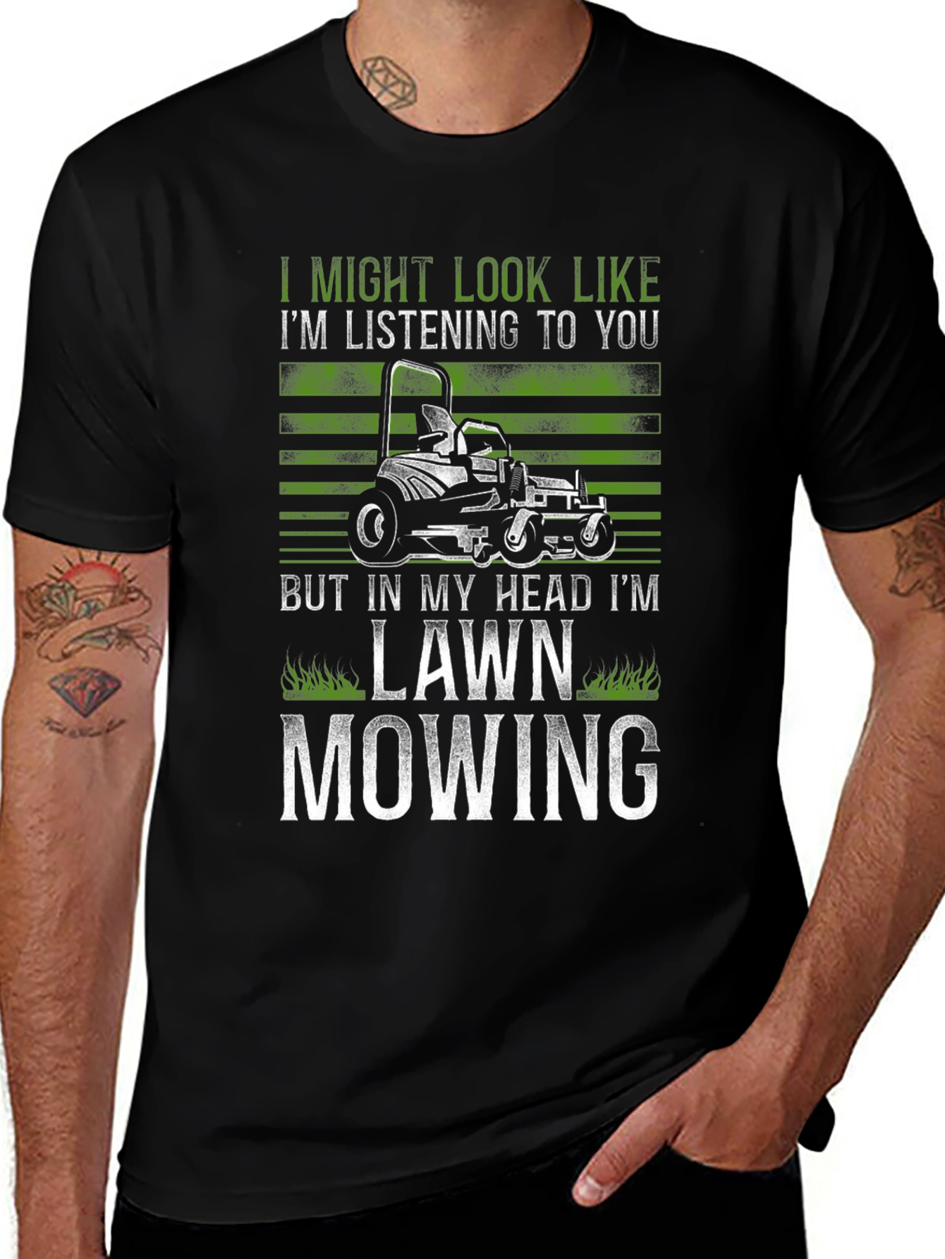 Lawn Mowing T-Shirt: In My Head Im Lawn Mowing Design
