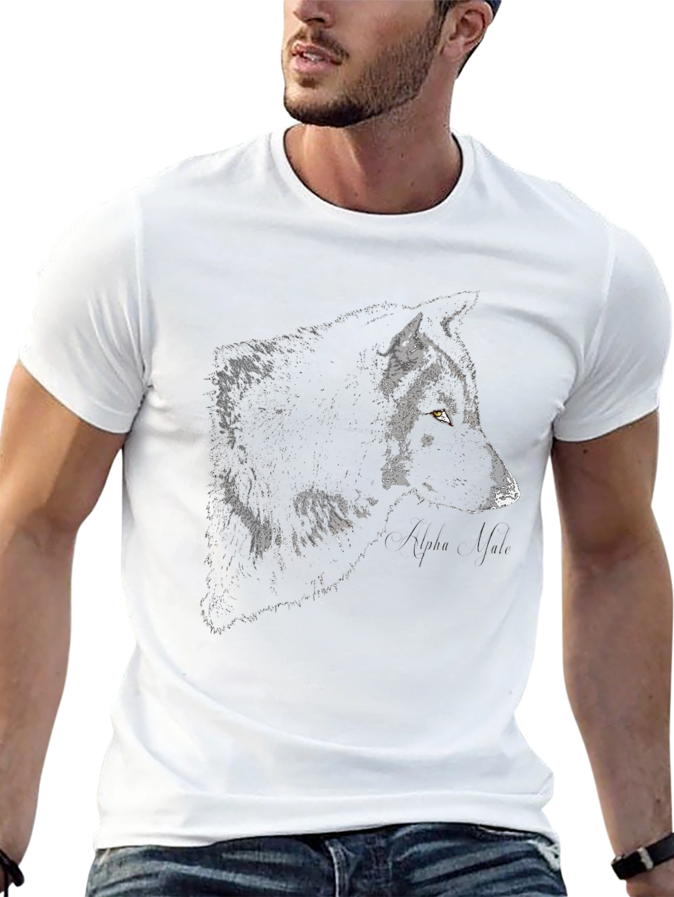 Wolf Alpha Male Black T-Shirt